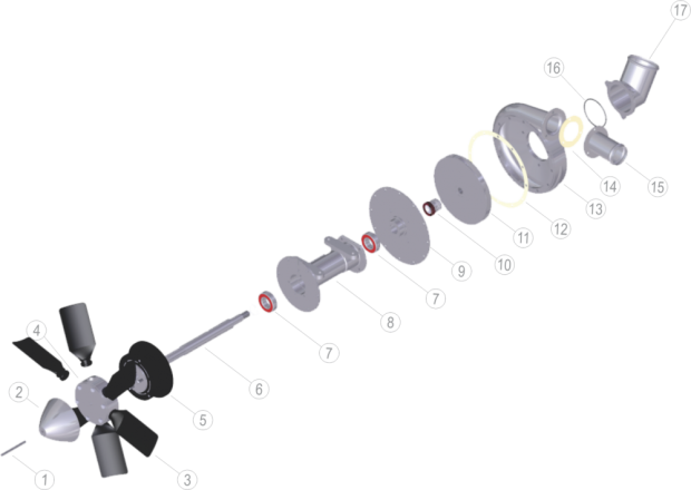 BOMBA EÓLICA INOX 24V PARA THRUSH 510 - 6 PÁS E ENTRADA DE 3" (MODELO NOVO) BOMBA EÓLICA INOX 24V PARA THRUSH 510 - 6 PÁS E ENTRADA DE 3" (MODELO NOVO)
