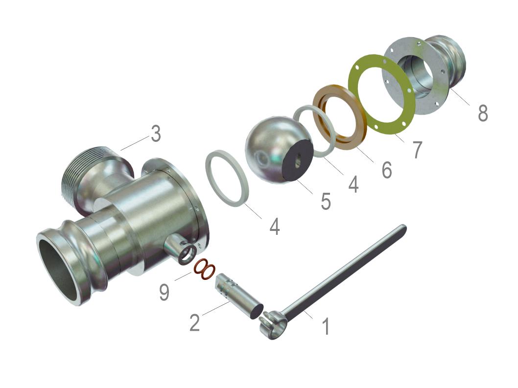 VÁLVULA DIRECIONAL 3” (2 VIAS) COM ESFERA 94mm